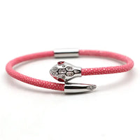 Stainless steel genuine stingray leather LOVE snake head classic bracelet 💎