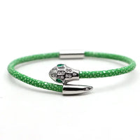 Stainless steel genuine stingray leather LOVE snake head classic bracelet 💎