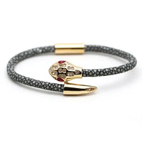 Stainless steel genuine stingray leather LOVE snake head classic bracelet 💎