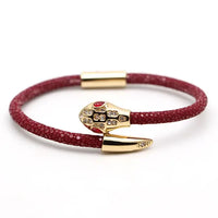 Stainless steel genuine stingray leather LOVE snake head classic bracelet 💎