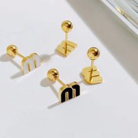 Stainless Steel Letter M Stud Earrings Brand Earrings ✨