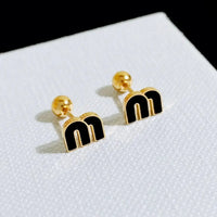 Stainless Steel Letter M Stud Earrings Brand Earrings ✨