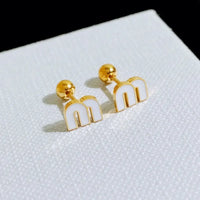 Stainless Steel Letter M Stud Earrings Brand Earrings ✨
