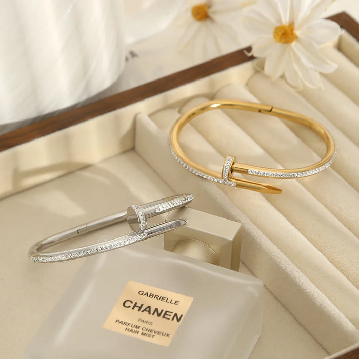 Stainless Steel Women's 18K Gold Bangles Wristwear Trendy Charm Jewelry ✨