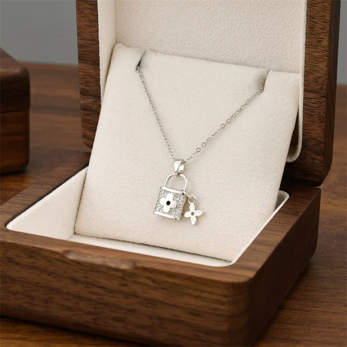 Steel Lock Head Necklace for Women Unique Design Pendant Jewelry 💎