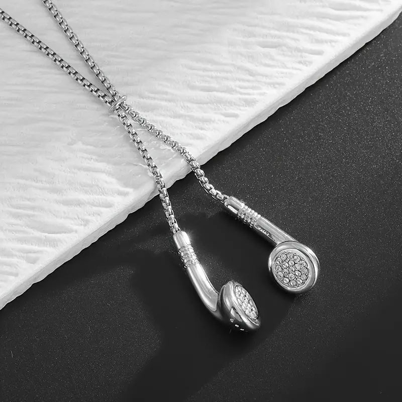 Stylish And Elegant Minimalist Earphone Pendant Necklace, Perfect for Everyday Wear ✨