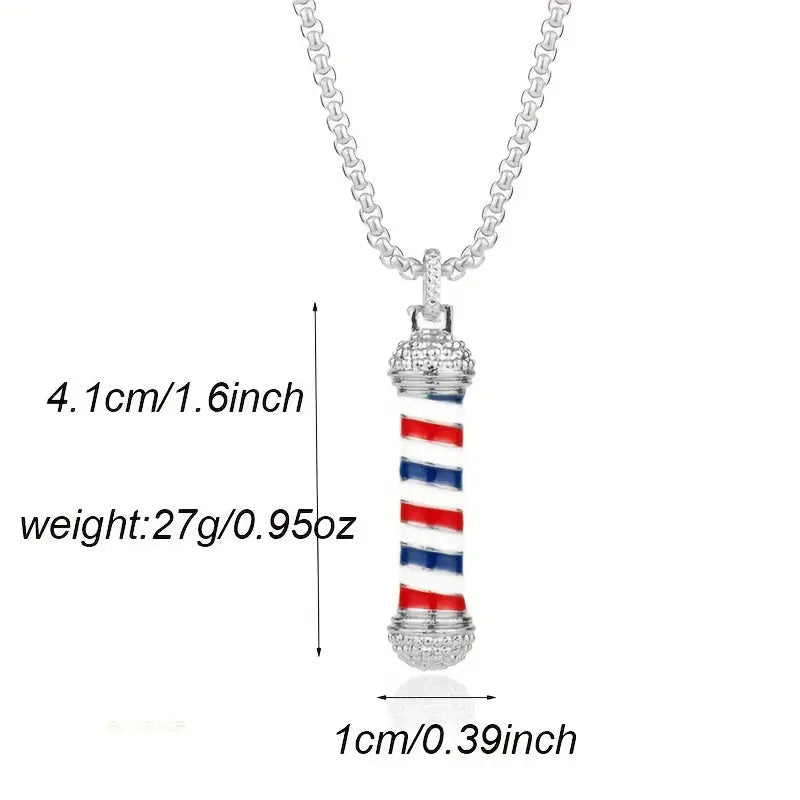 Stylish Barber Shop Turn Light Necklace Hip Hop Rock Barber Pendant Necklace 💈 - A-286-silvery - accessories