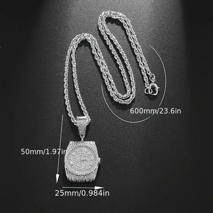 Stylish Pendant Necklace Featuring a Synthetic Synthetic Zircon Watch Design ✨