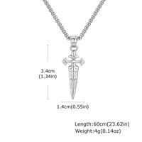 Sword Pendant Necklace Silver Gold Stainless Steel  ✨