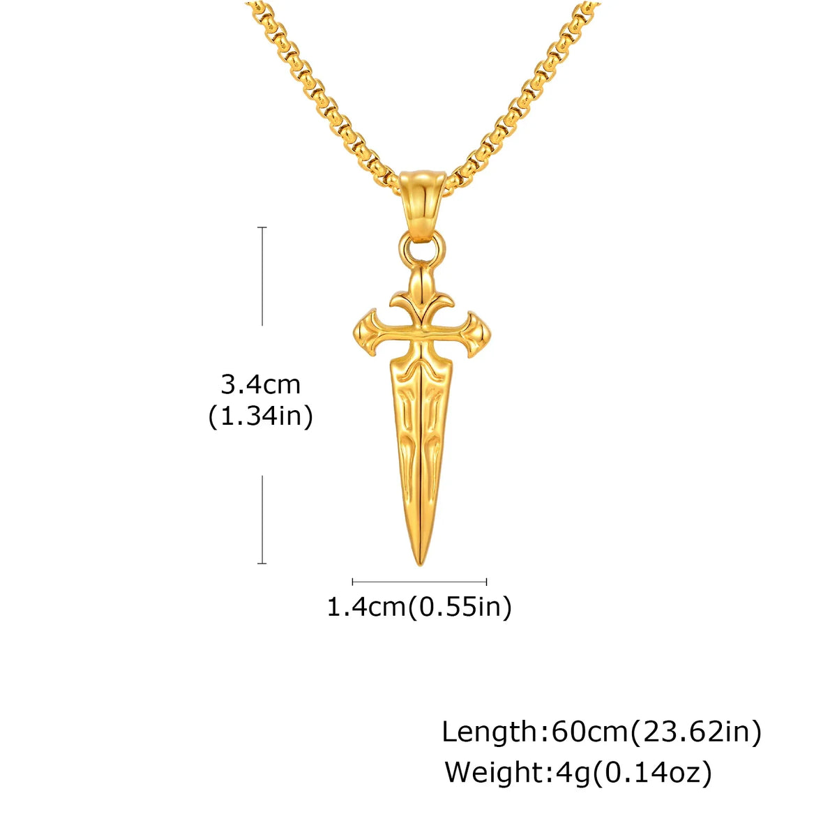 Sword Shape Necklace Stainless Steel Sword Pendant ⛓