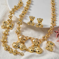 Teddy Bear Earrings Necklace Bracelet Ring Jewelry Set 💎