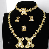 Teddy Bear Earrings Necklace Bracelet Ring Jewelry Set 💎