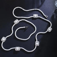 ThreeGraces Shiny Cubic Zirconia Silver Color Long Geometric Sweater Chain Necklace 💎