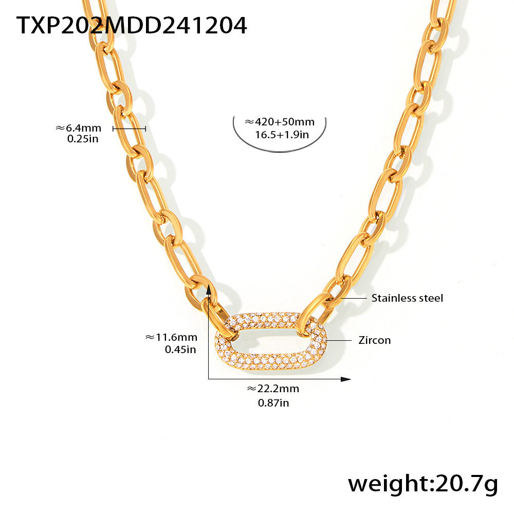 Titanium Steel Jewelry Stainless Steel Micro-pave Zircon Clavicle Necklace And Bracelet ✨