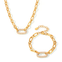 Titanium Steel Jewelry Stainless Steel Micro-pave Zircon Clavicle Necklace And Bracelet ✨
