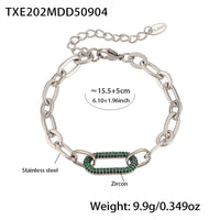 Titanium Steel Jewelry Stainless Steel Micro-pave Zircon Clavicle Necklace And Bracelet ✨