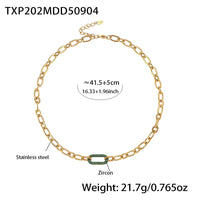 Titanium Steel Jewelry Stainless Steel Micro-pave Zircon Clavicle Necklace And Bracelet ✨