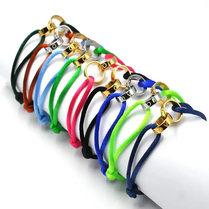 Titanium Steel Metal Buckle Round LOVE Rope Chain Bracelet