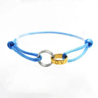 Titanium Steel Metal Buckle Round LOVE Rope Chain Bracelet