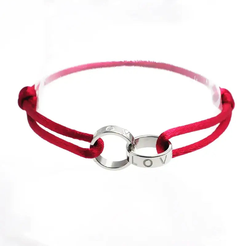 Titanium Steel Metal Buckle Round LOVE Rope Chain Bracelet