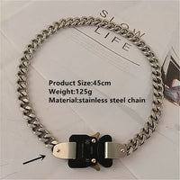 Titanium Steel Street Men Letters Metal Safety Buckle Necklace Fashion Jewelry ✨