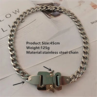 Titanium Steel Street Men Letters Metal Safety Buckle Necklace Fashion Jewelry ✨