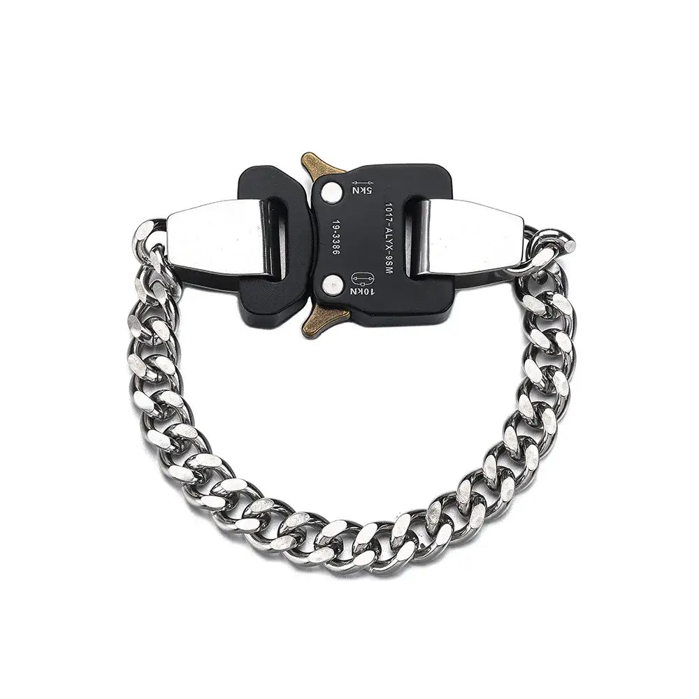 Titanium Steel Street Men Letters Metal Safety Buckle Necklace Fashion Jewelry ✨