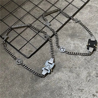 Titanium Steel Street Men Letters Metal Safety Buckle Necklace Fashion Jewelry ✨