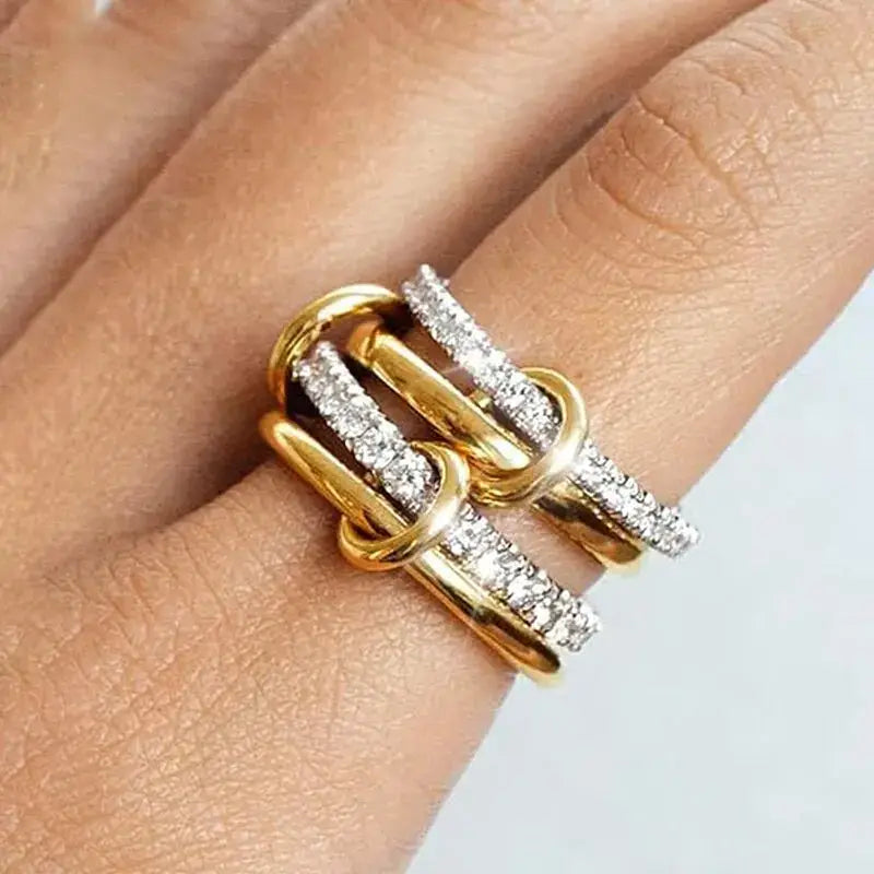 Two-Color Four-Ring Stainless Steel Ring for Women Ins Style 💍