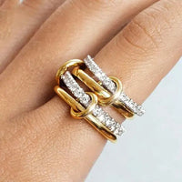 Two-Color Four-Ring Stainless Steel Ring for Women Ins Style 💍
