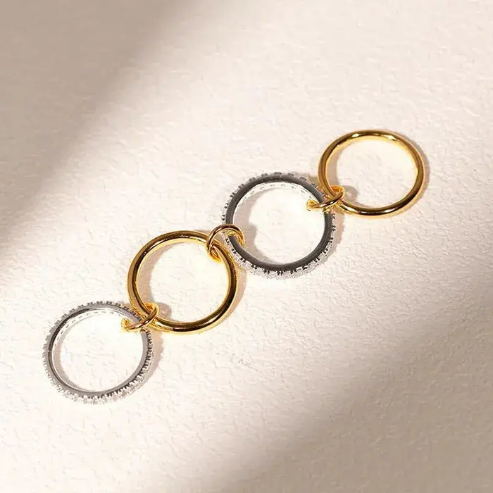 Two-Color Four-Ring Stainless Steel Ring for Women Ins Style 💍