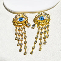 Vintage Ethnic Golden Evil Eyes Chain Dangle Earrings For Women Fashion Jewelry💎