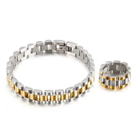 Watch Strap 10MM Wide Chain Bracelet Men Luxury Gold Color Stainless Steel✨