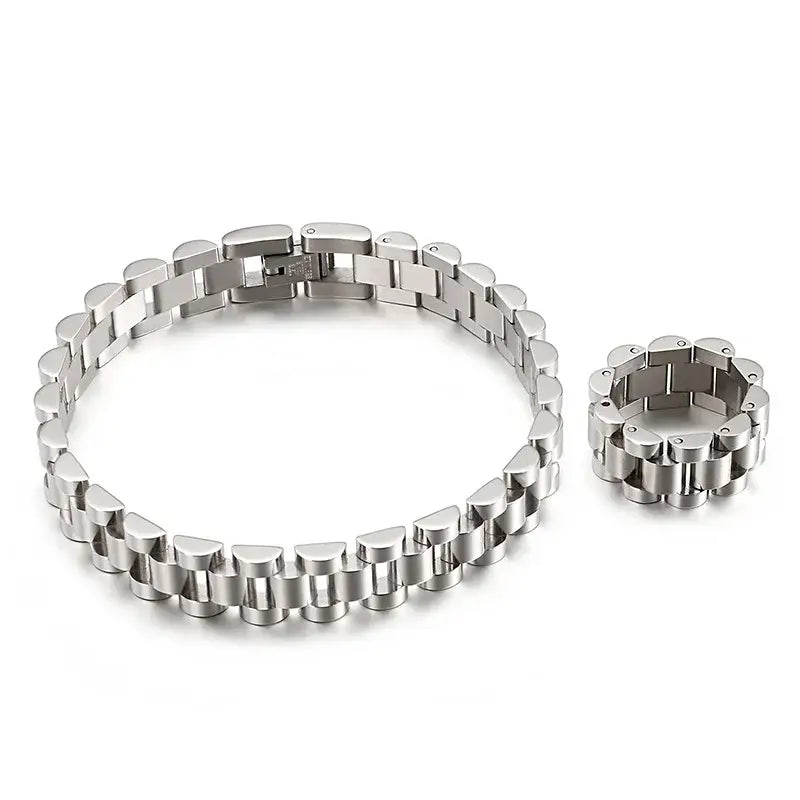 Watch Strap 10MM Wide Chain Bracelet Men Luxury Gold Color Stainless Steel✨
