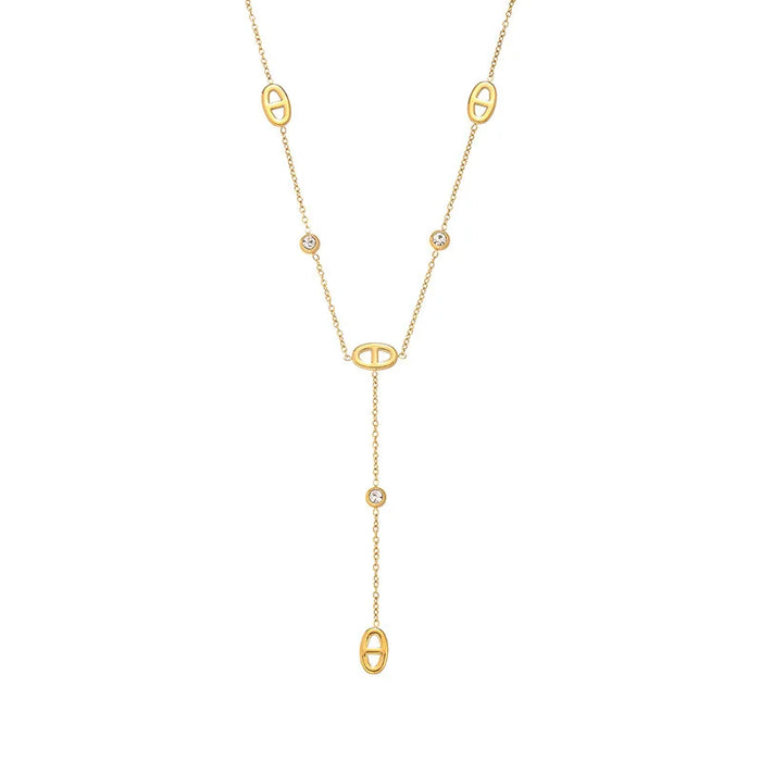White diamond pig-nose titanium steel women's exquisite Chain Set ✨