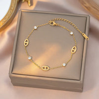 White diamond pig-nose titanium steel women's exquisite Chain Set ✨