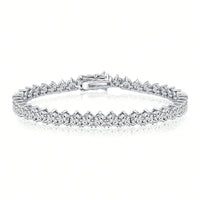 Womens Three-claw Tennis Bracelet With Copper Plating And Zircon Inlays ✨