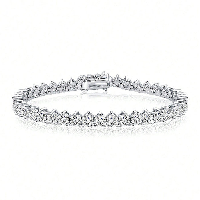 Womens Three-claw Tennis Bracelet With Copper Plating And Zircon Inlays ✨
