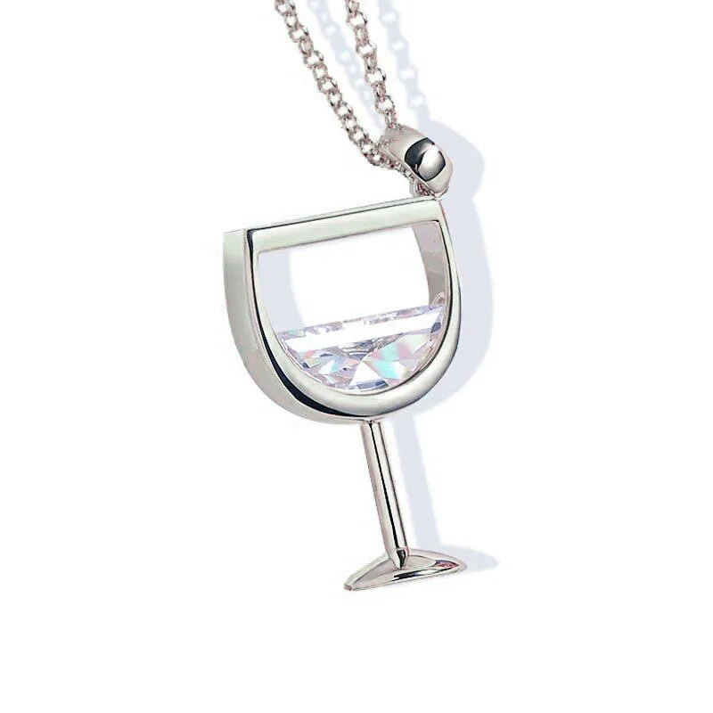 Zircon Crystal Wine Cup Pendants Women Neck Jewelry 💎