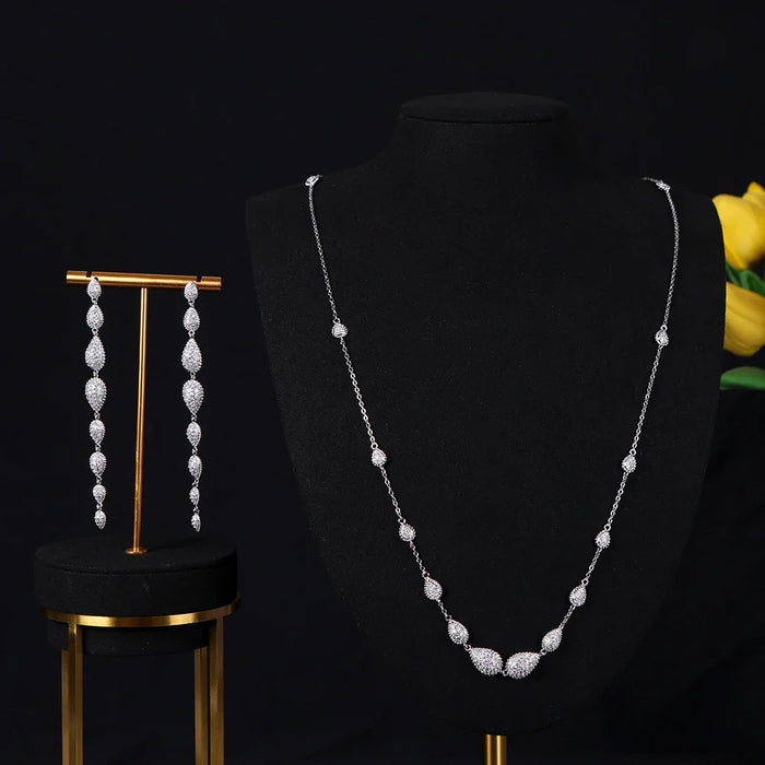 Zirconia Bling Hip Hop Jewelry Set Chain Choker Necklace Earring Set 💎
