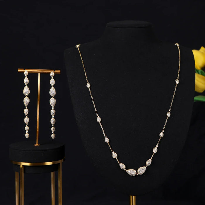 Zirconia Bling Hip Hop Jewelry Set Chain Choker Necklace Earring Set 💎