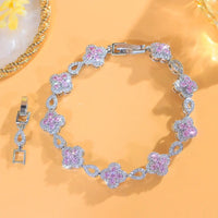 Zirconia Four-Leaf Shiny Green Cubic Zirconia Flower Bracelet 💎