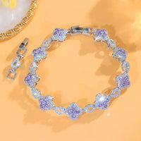 Zirconia Four-Leaf Shiny Green Cubic Zirconia Flower Bracelet 💎